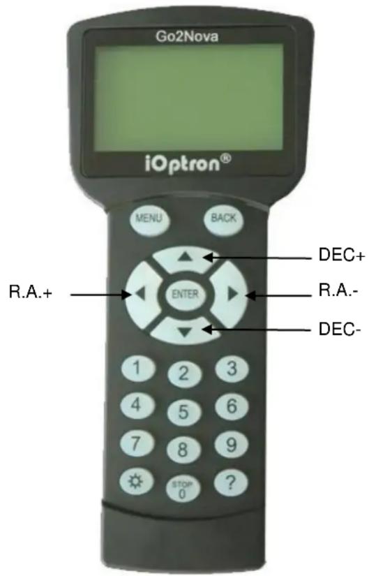 Go2Nova iOptron® MENU BACK R.A.+ ENTER DEC+ R.A.- DEC-