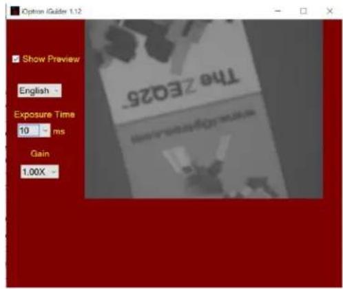 Option Guide 1.12 Show Preview English - Exposure Time 10 ms Gain 1.00X - THE 2025