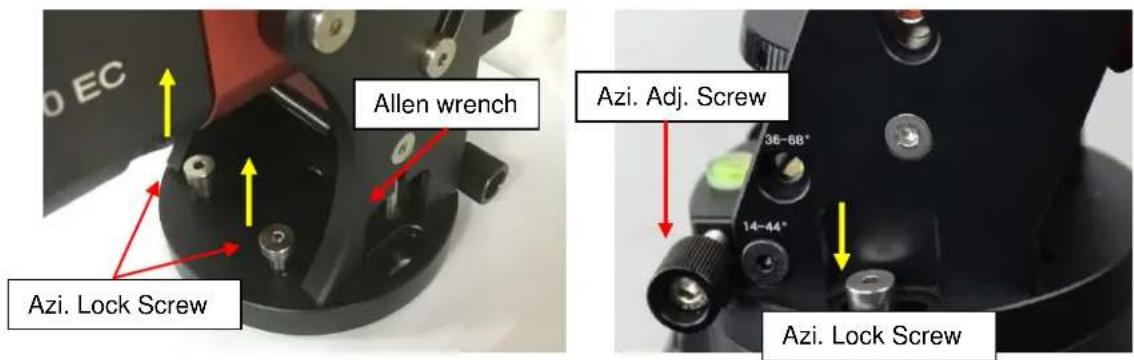 Allen wrench Azi. Lock Screw Azi. Adj. Screw 36-68° 14-44° Azi. Lock Screw
