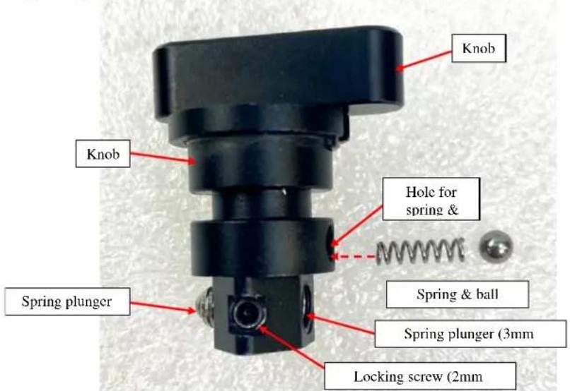 Knob Knob Hole for spring & Spring plunger Spring & ball Spring plunger (3mm) Locking screw (2mm)