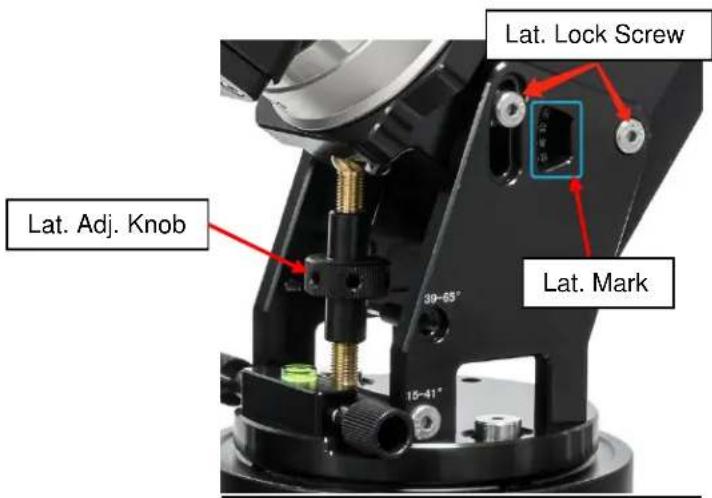 Lat. Lock Screw Lat. Adj. Knob Lat. Mark 30-65° 15-41°