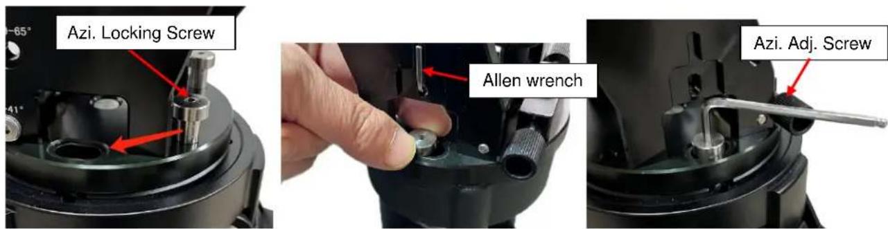 Azi. Locking Screw Allen wrench Azi. Adj. Screw