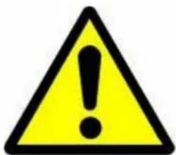 Yellow triangular warning sign with black exclamation mark symbol