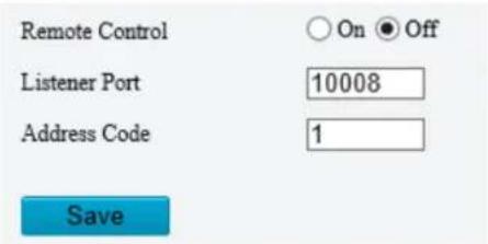 Remote Control On Off Listener Port 10008 Address Code 1 Save