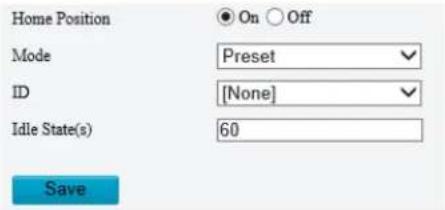 Home Position ● On ○ Off Mode Preset ID [None] Idle State(s) 60 Save