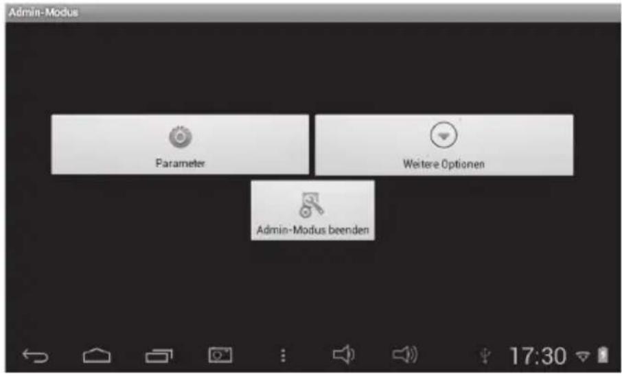Admin-Modus Parameter Weitere Optionen Admin-Modus beenden