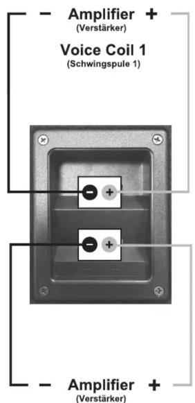 Amplifier + (Verstärker) Voice Coil 1 (Schwingspule 1) Amplifier + (Verstärker)
