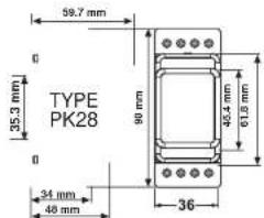 59.7 mm 35.3 mm TYPE PK28 90 mm 45.4 mm 61.8 mm 36 34 mm 48 mm