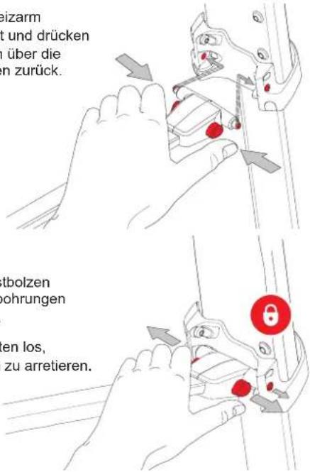 beizarm t und drücken über die en zurück. stbolzen bohrungen ten los, zu arretieren.