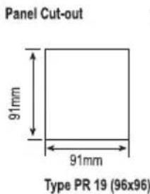 Panel Cut-out 91mm 91mm Type PR 19 (96x96)