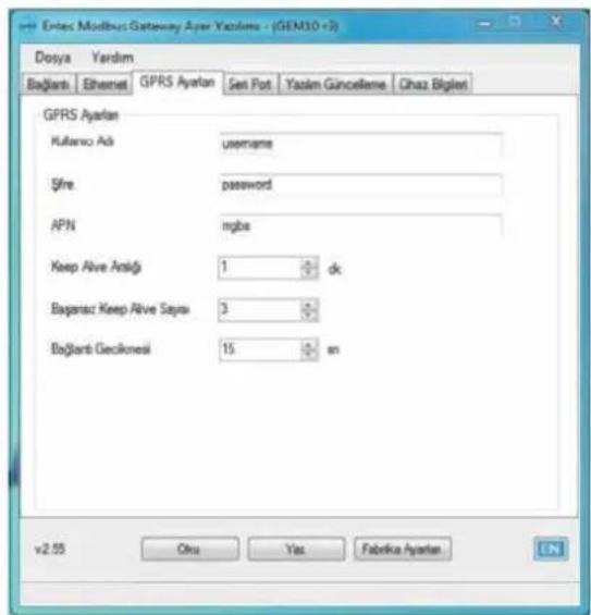 ENTES GEM-10SH - GPRS Settings ( Available only on GEM series) - 1