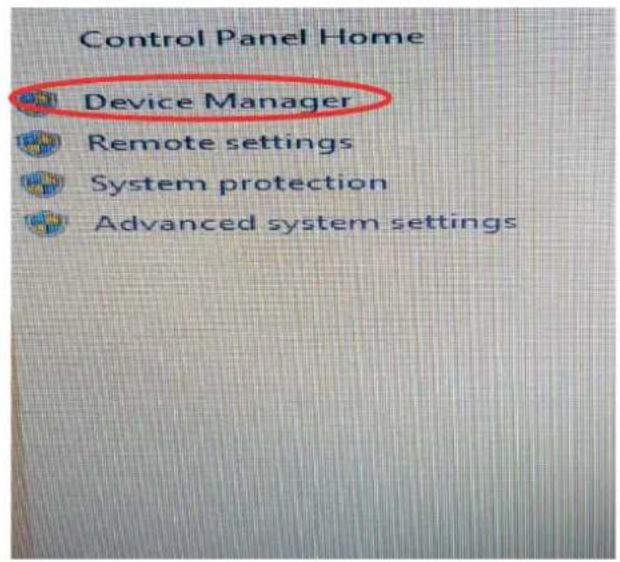 Control Panel Home Device Manager Remote settings System protection Advanced system settings