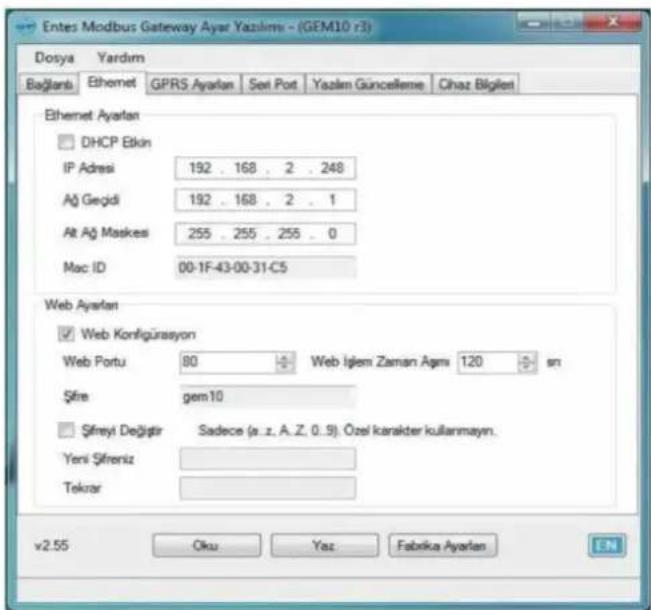 ENTES GEM-10-D - Ethernet Settings (This setting is not found on the GEM-05 model) - 1