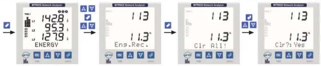 MFR05 Network Analyzer 142.8 95.3 127.9 ENERGY 113 11.3* Ens.Rec. MFR05 Network Analyzer 113 11.3* Clr All! MFR05 Network Analyzer 113 11.3* Clr? Yes