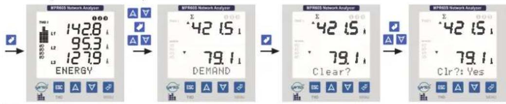 MFR025 Network Analyzer THU 1 142.8 L1 95.3 L2 127.9 ENERGY MFR025 Network Analyzer THU 42.15 L1 79.1 DEMAND MFR025 Network Analyzer THU 42.15 L1 79.1 Clear? MFR025 Network Analyzer THU 42.15 L1 79.1 C1r?: Yes