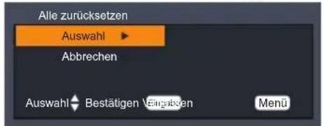Alle zurücksetzen Auswahl ▶ Abbrechen Auswahl ◆ Bestätigen Verlustkren Menü