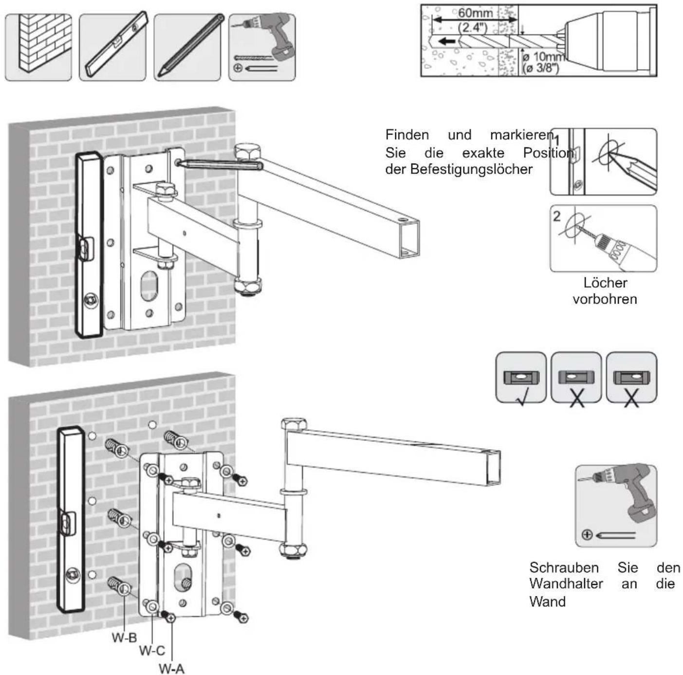 Schwaiger LWH050 011 - MONTAGE AN VOLLZIEGEL UND BETONBLOCKSTEINEN: - 1