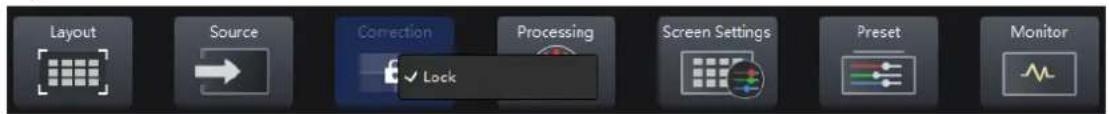 Layout Source Correction Processing Screen Settings Preset Monitor