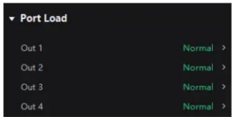 ▼ Port Load Out 1 Normal > Out 2 Normal > Out 3 Normal > Out 4 Normal >