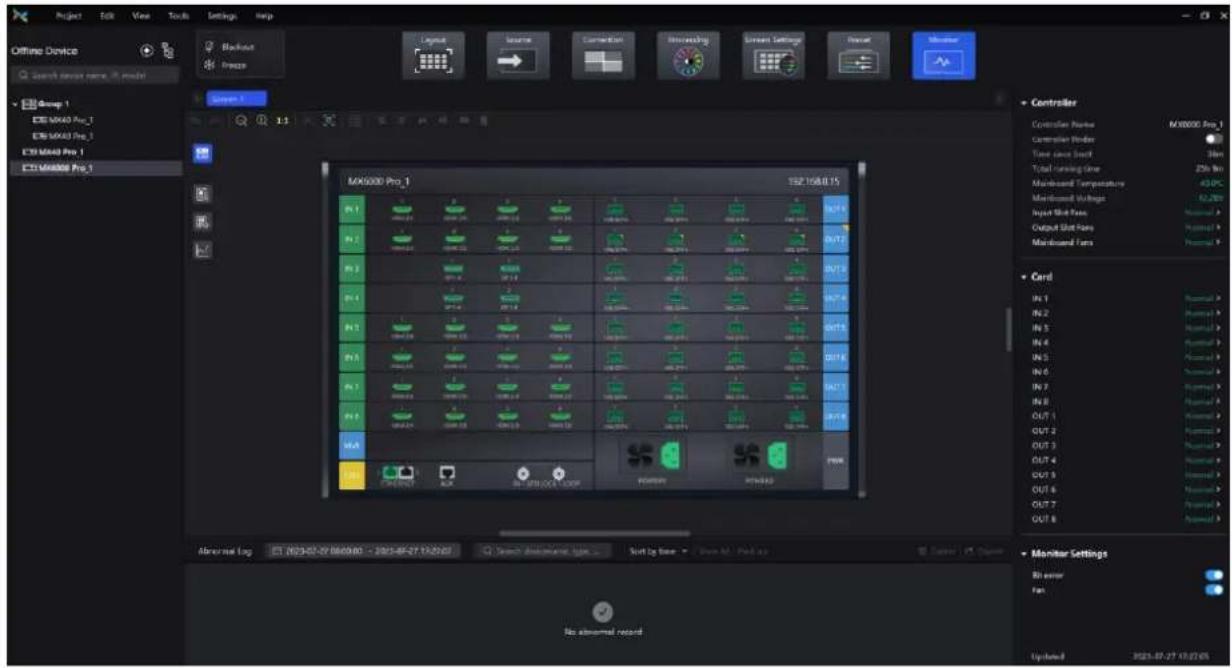 Project Edit View Tools Settings Help Offline Device Search server name: IT mode Backout Freeze Language Source Connection Intersecting Screen Settings Reset Monitor Group 1 ESE MK500 Pro 1 ESE MK500 Pro 1 ESE MK500 Pro 1 Layer 2 1.1 132.168.0.15 MK5000 Pro 1 PL1 PL2 PL3 PL4 PL5 PL6 PL7 PL8 PL9 PL10 PL11 PL12 PL13 PL14 PL15 PL16 PL17 PL18 PL19 PL20 PL21 PL22 PL23 PL24 PL25 PL26 PL27 PL28 PL29 PL30 PL31 PL32 PL33 PL34 PL35 PL36 PL37 PL38 PL39 PL40 PL41 PL42 PL43 PL44 PL45 PL46 PL47 PL48 PL49 PL50 PL51 PL52 PL53 PL54 PL55 PL56 PL57 PL58 PL59 PL60 PL61 PL62 PL63 PL64 PL65 PL66 PL67 PL68 PL69 PL70 PL71 PL72 PL73 PL74 PL75 PL76 PL77 PL78 PL79 PL80 PL81 PL82 PL83 PL84 PL85 PL86 PL87 PL88 PL89 PL90 PL91 PL92 PL93 PL94 PL95 PL96 PL97 PL98 PL99 PL100 PCB100000 - 2015-07-27 12:27:00 PSCB100000 type... Sort by Base / Save All - Pick up Monitor Settings Bit error Fan: No abnormal record
