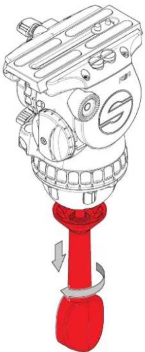 Technical illustration of a mechanical device with red base and gear mechanism (no text or symbols)