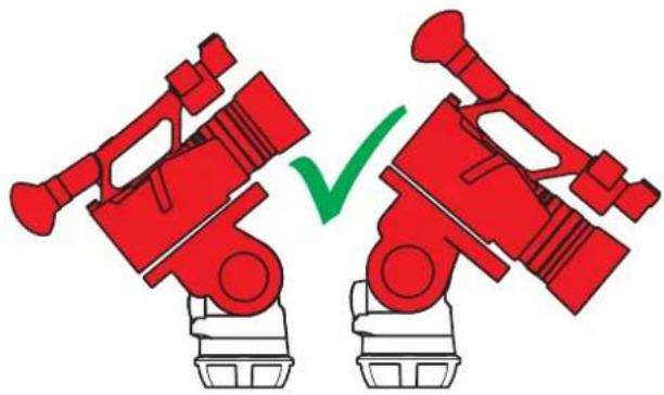 Illustration of two red video cameras with a green checkmark between them (no text or symbols)