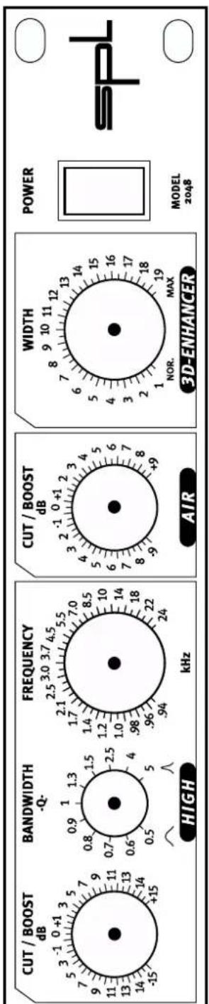 CUT / BOOST dB BANDWIDTH -Q- FREQUENCY HIGH kHz CUT / BOOST dB AIR WIDTH NOR. MAX 3D-ENHANCER POWER MODEL 2048 sPL