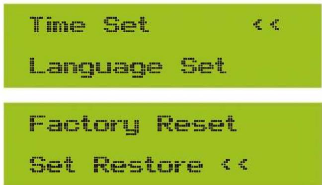 TIME SET Language Set Frequency Frequency Frequency