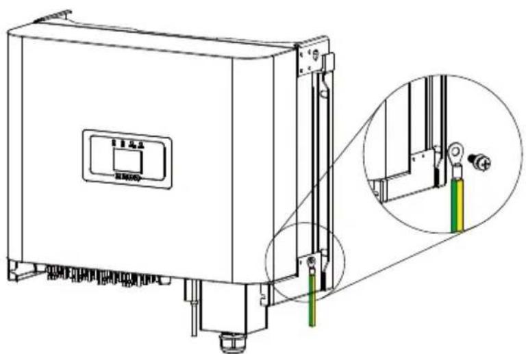 Technical diagram of an industrial control unit with labeled components and a magnified inset showing internal structure details.