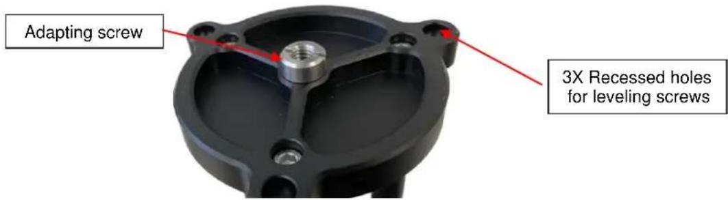 Adapting screw 3X Recessed holes for leveling screws