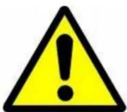 Yellow triangular warning sign with black exclamation mark symbol