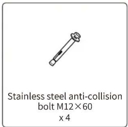 Stainless steel anti-collision bolt M12×60 x 4
