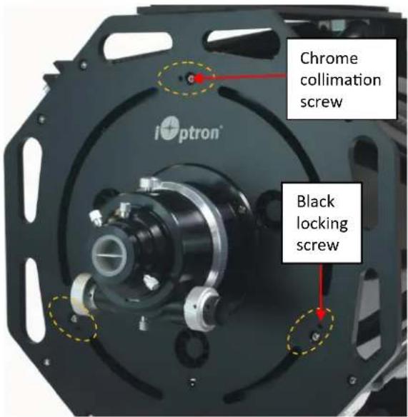 Chrome collimation screw Black locking screw