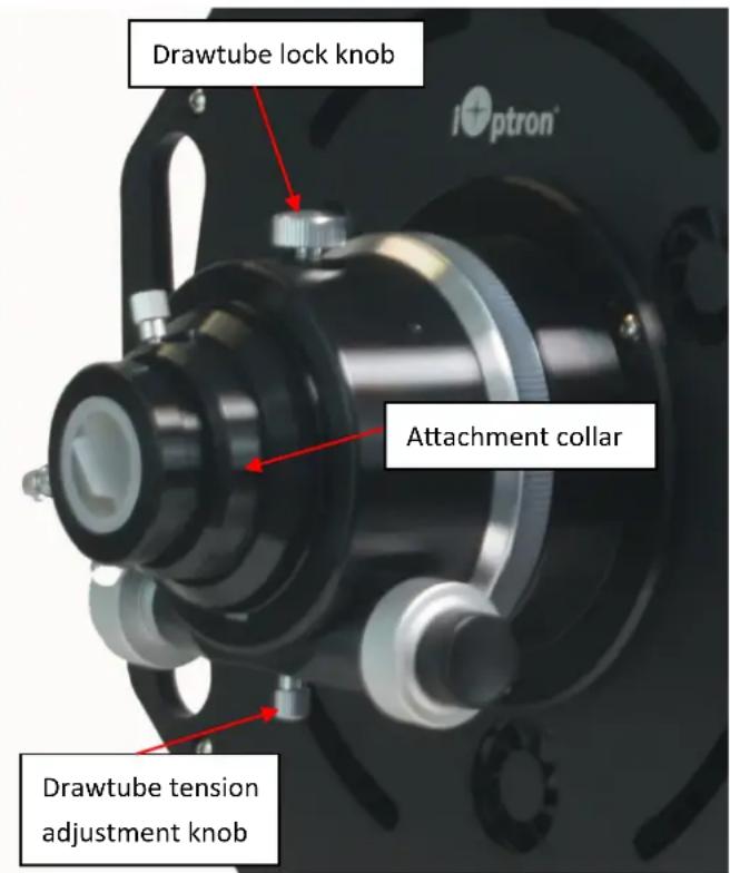 Drawtube lock knob Attachment collar Drawtube tension adjustment knob