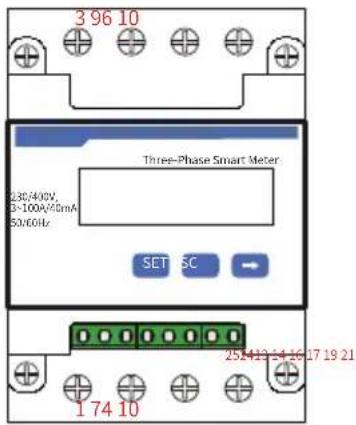 3 96 10 Three-Phase Smart Meter 230/400V, 5-100A/40mA 50/60Hz SET SC 252412341617 19 21 1 74 10