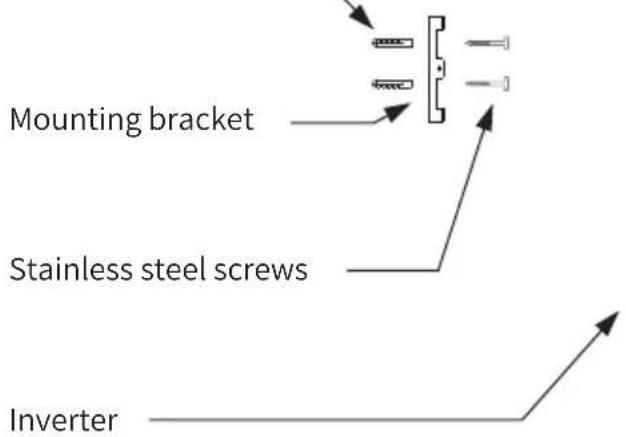 Mounting bracket Stainless steel screws Inverter