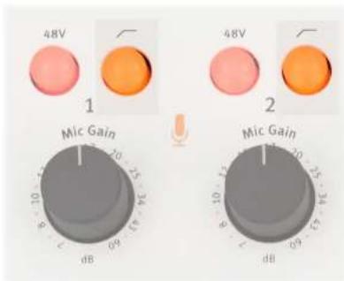 48V 1 Mic Gain 2 Mic Gain