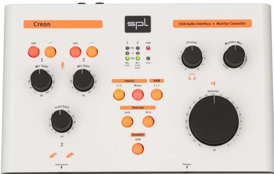 Creon 48V 48V 2 Mic Gain Mic Gain 10 9 dB 10 9 dB 10 9 dB 10 9 dB 10 9 dB 10 9 dB 10 9 dB 10 9 dB 10 9 dB 10 9 dB 10 9 dB 10 9 dB 10 9 dB 10 9 dB 10 9 dB USB Audio Interface + Monitor Controller Phones Monitor Mix Vinyl Source DAW Inputs Mono 1 | 2 1 | 2 Instr Gain Instr Gain 2 instrument Sources Jack RCA Speaker DIM Volume 40 - 36 dB 55 - 36 dB 65 - 36 dB 75 - 36 dB 85 - 36 dB 95 - 36 dB 105 - 36 dB 115 - 36 dB 125 - 36 dB 135 - 36 dB 145 - 36 dB 155 - 36 dB 165 - 36 dB 175 - 36 dB 185 - 36 dB 195 - 36 dB 205 - 36 dB 215 - 36 dB 225 - 36 dB 235 - 36 dB 245 - 36 dB 255 - 36 dB 265 - 36 dB 275 - 36 dB 285 - 36 dB 295 - 36 dB 305 - 36 dB 315 - 36 dB 325 - 36 dB 335 - 36 dB 345 - 36 dB 355 - 36 dB 365 - 36 dB 375 - 36 dB 385 - 36 dB 395 - 36 dB 405 - 36 dB 415 - 36 dB 425 - 36 dB 435 - 36 dB 445 - 36 dB 455 - 36 dB 465 - 36 dB 475 - 36 dB 485 - 36 dB