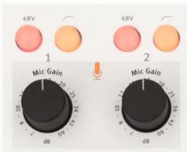 48V 1 Mic Gain 2 Mic Gain 10 20 24 34 dB 10 20 24 34 dB