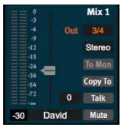Mix 1 Out 3/4 Stereo To Mon Copy To 0 Talk -30 David Mute
