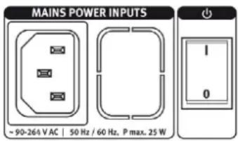 MAINS POWER INPUTS ~90-264 V AC | 50 Hz / 60 Hz, P max. 25 W 1 0