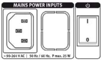 MAINS POWER INPUTS ~90-264 V AC | 50 Hz / 60 Hz, P max. 25 W 1 0