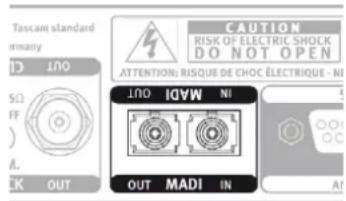 Toscam standard OUT SO FF ) A. CK OUT CAUTION RISK OF ELECTRIC SHOCK DO NOT OPEN ATTENTION: RISQUE DE CHOC ÉLECTRIQUE - NI MADI OUT NI OUT MADI IN