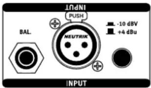 JNDNI PUSH BAL. NEUTRIK -10 dBV +4 dBu INPUT