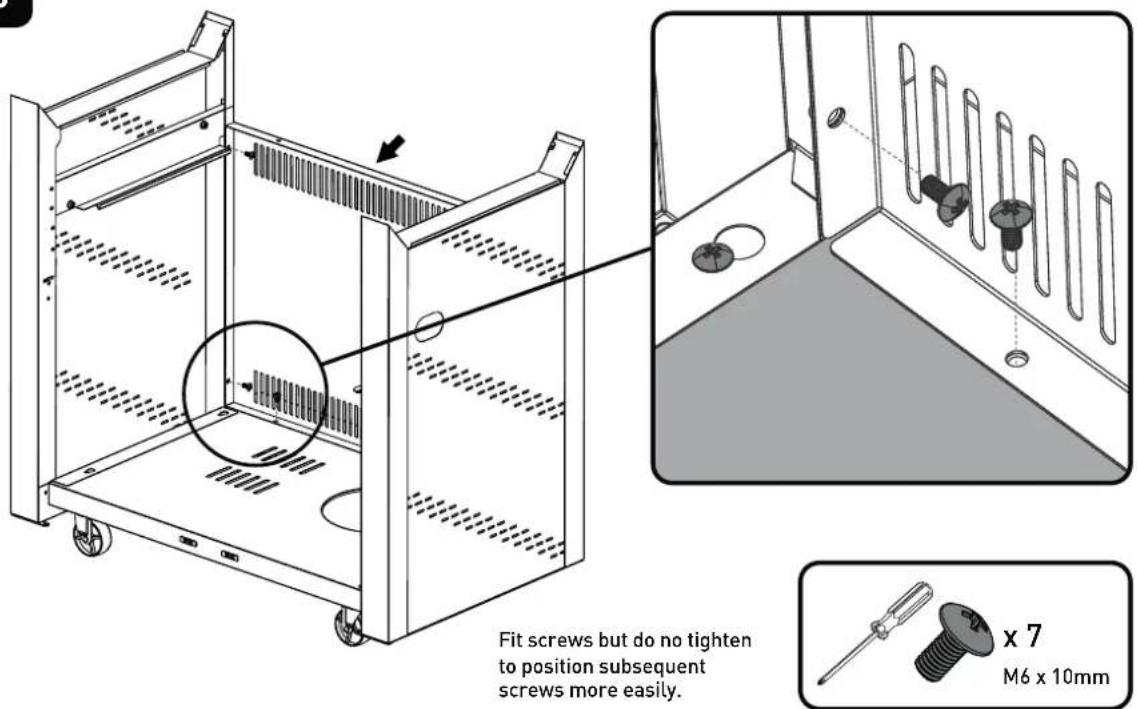 Fit screws but do no tighten to position subsequent screws more easily. x 7 M6 x 10mm