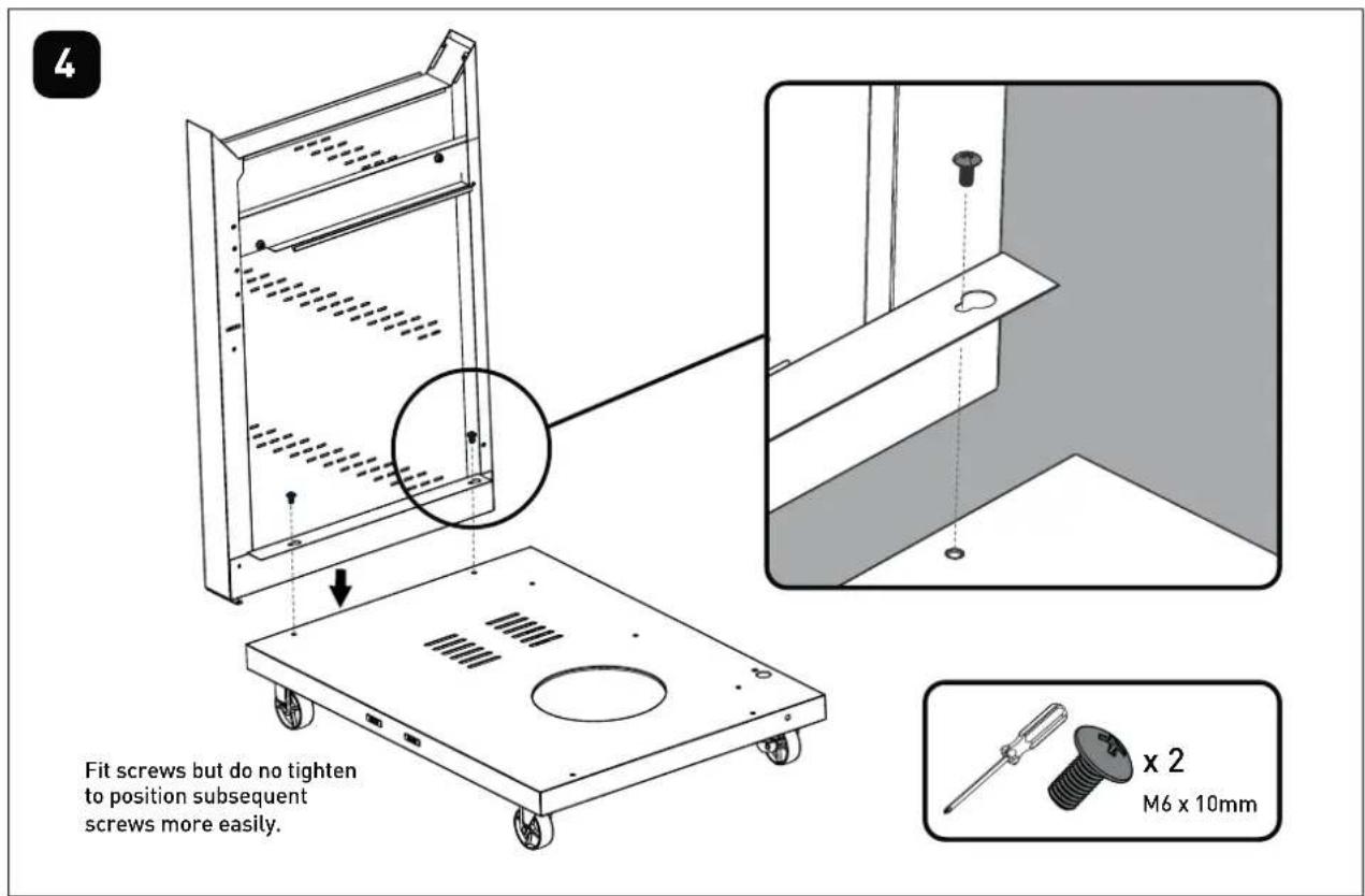 4 Fit screws but do no tighten to position subsequent screws more easily. x 2 M6 x 10mm