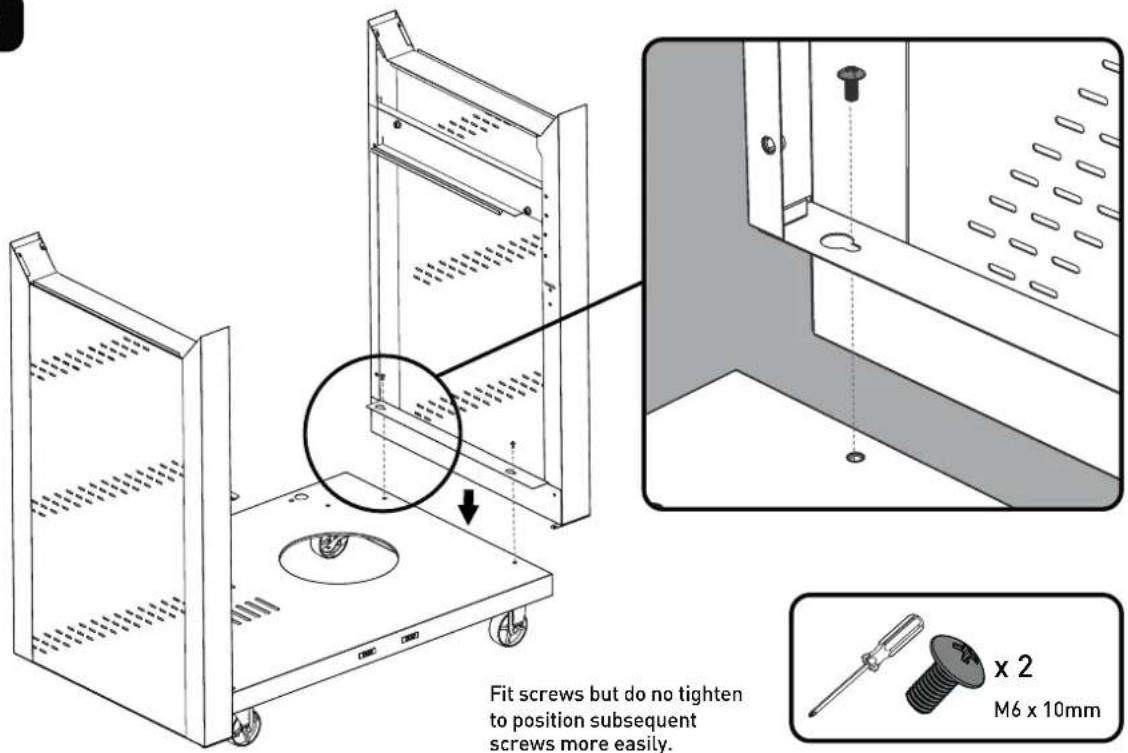 Fit screws but do no tighten to position subsequent screws more easily. x 2 M6 x 10mm