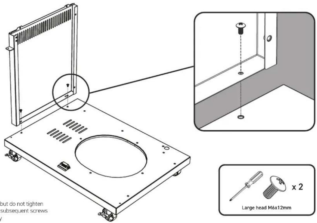 but do not tighten subsequent screws / Large head M6x12mm x 2