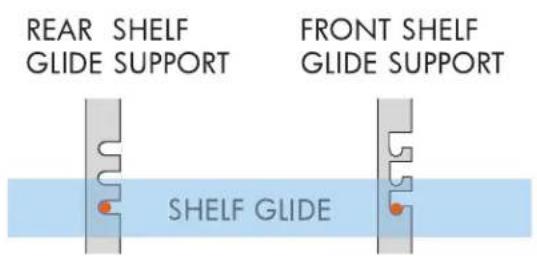 REAR SHELF GLIDE SUPPORT FRONT SHELF GLIDE SUPPORT SHELF GLIDE