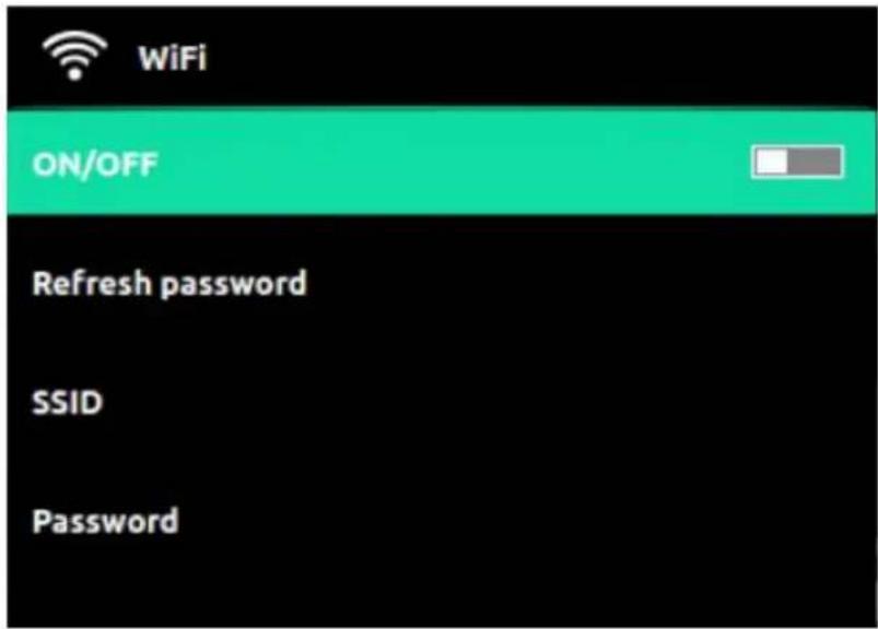 WiFi ON/OFF Refresh password SSID Password